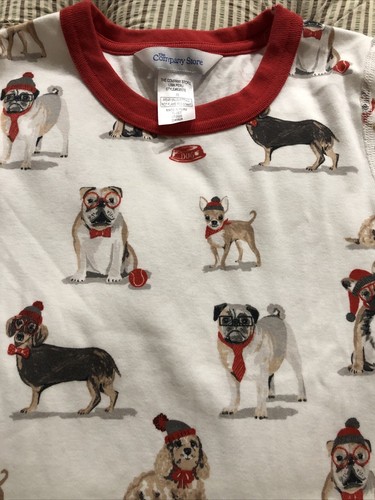 COMPANY STORE Winter Dogs 100% Cotton Knit Pajamas - Unisex Kids 10 - Picture 2 of 4