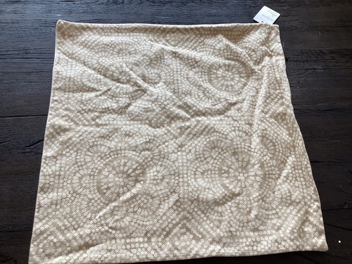 NWT Pottery Barn Flax Slate Printed Pillow Cover- 22 x 22 neutral tan beige