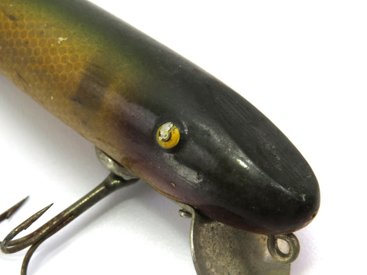 Paw Paw Pike Minnow Vintage Tack Eye Wood Fishing Lure, Wide Paw Paw Pike Minnow Vintage Tack Eye Wood Fishing Lure, Wide