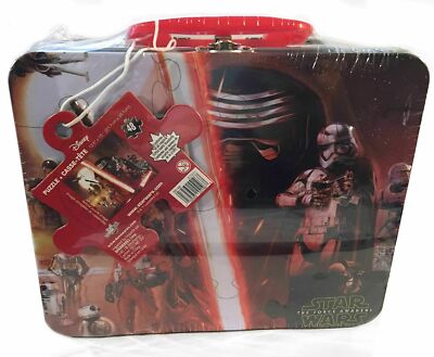 STAR WARS The Force Awakens Embossed Tin Lunch Box w/ 48 pc Disney Puzzle * NEW 
