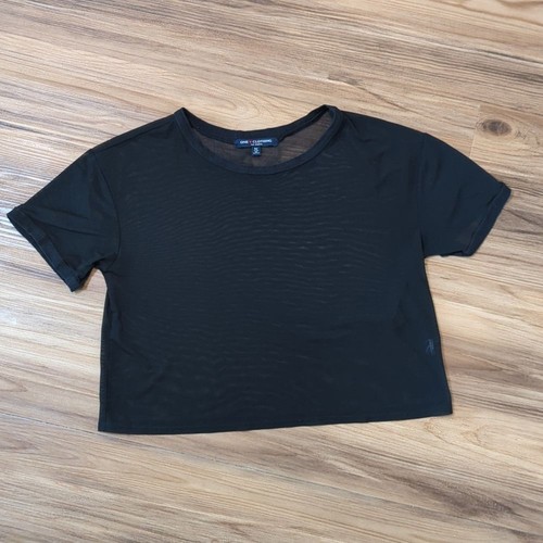 Top corto One Clothing para mujer negro de nailon transparente M