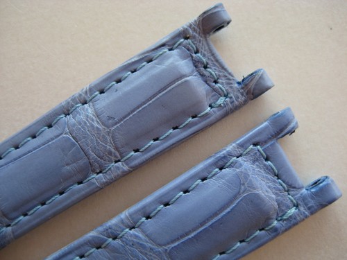 GENUINE CARTIER PASHA WATCH 15.50 mm STRAP BAND PERIWINKLE BLUE CROCO LEATHER - Picture 5 of 12