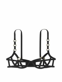 Victoria's Secret UNLINED S,M,L BRA SET+garter+M thong BLACK strappy VERY SEXY