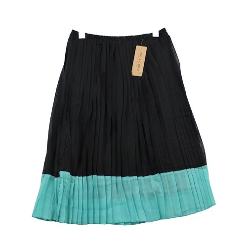 Women's Blue Cotton Casual Summer Lined Sheer Pleated Zipper Mini