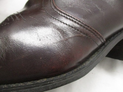 Hombres Botas al Tobillo Vaqueras Occidentales Cuero Borgoña Cremallera Lateral Talla 8 3E - Imagen 10 de 12