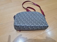 Dkny Monogram Red And Beige Leather Shoulder Bag