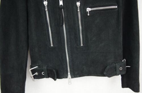 Men's ALLSaints Black Suede Nash Biker Leather Motorcycle Jacket Medium - Picture 7 of 8