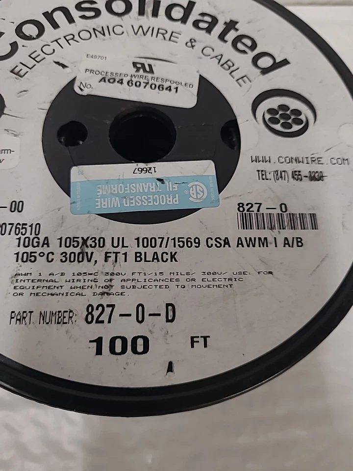 Consolidated Wire Conwire Wire 10 Ga 1 Conductor 100ft Black 1007/1569, 827-0-D - Image 3 of 4