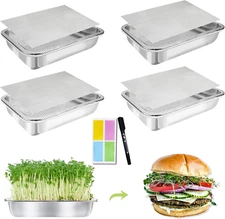 Stainless Steel Sprouts Growing Kit Trays 4-Tier 14 Inch, Microgreens Growing Ki