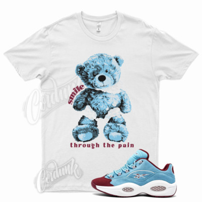White SMILE T Shirt for  Question Phillies Classic Burgundy Digital Blue