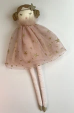 Creative CoOp Beautiful Fairy Plush Stuffed Doll Embroidered Face Rose Gold 18",