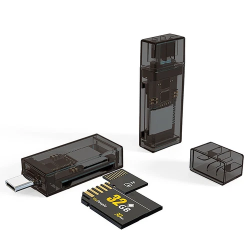 Transparent SD TF Memory Card Reader USB Type-C For Lightning For Iphone