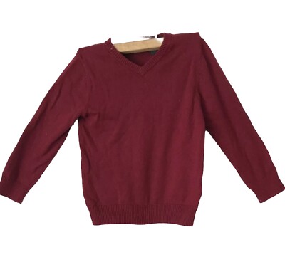 Did Too! Boys Size 4 V-neck Pullover Garnet Sweater