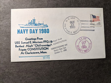USS SAMUEL E. MORRISON FFG-13 Cubierta Naval 1980 HOFFNER CONSTITUCIÓN EE. UU. Cachet