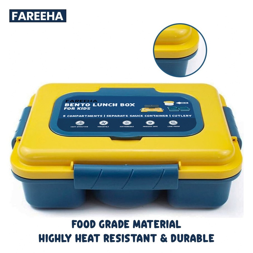 FAREEHA Leak-Proof Bento Box with Spoon Fork and Phone Holder for Lunch