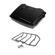 Black Razor Trunk Top Luggage Rack Fit For Harley Touring Touring 1997-2013 12