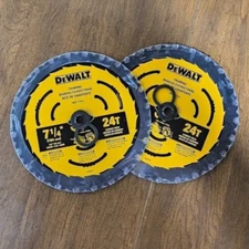 2 Pack Dewalt Framing 7.25 Inch Circular Saw Blades 24T Carbide Teeth New