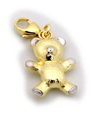 Pendant Carabiner Bear Teddy Bear Plastic 3D Gloss 333 Gold Yellow Gold 8K Ne