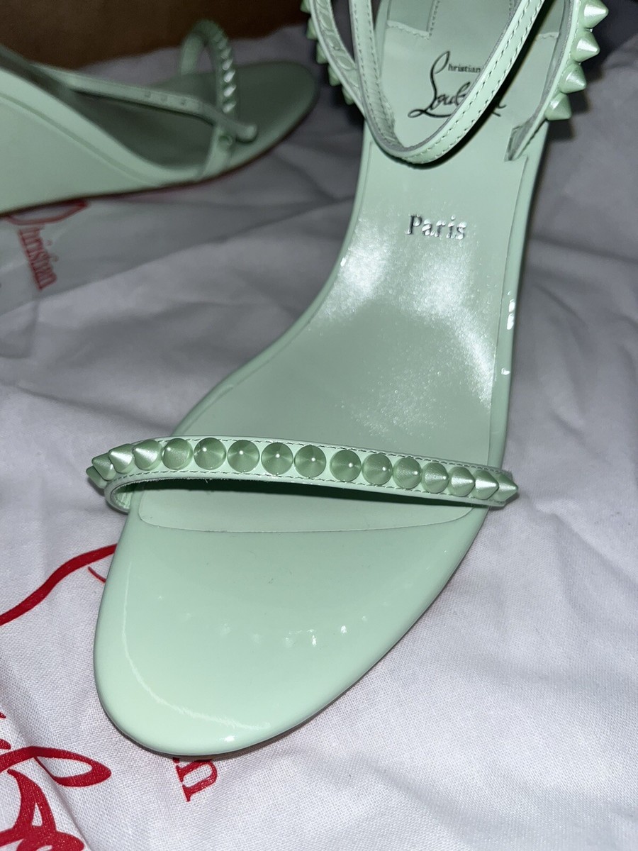 NIB $945 Christian Louboutin So Me 85 Leather Wedge Sandals