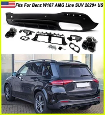 GLE53 Style Rear Diffuser Quad Tailpipe Fit For Benz W167 GLE Line 2020+ US