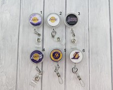 Lakers Badge Reel Nurse Retractable ID Holder Fun Badge Reel Basketball Gift