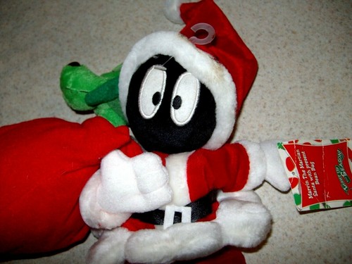 Warner Bros. Store Marvin the Martian Santa w/ K9 8" Beanbag plush 1999 - Picture 2 of 6