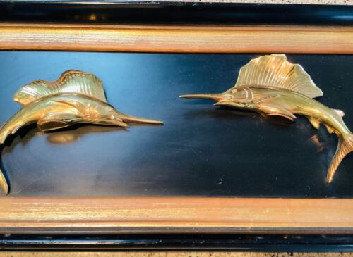 Sailfish Philadelphia Manufacturing Co. Wall Art Vintage MCM Metal/Wood Plaque - Picture 2 of 6