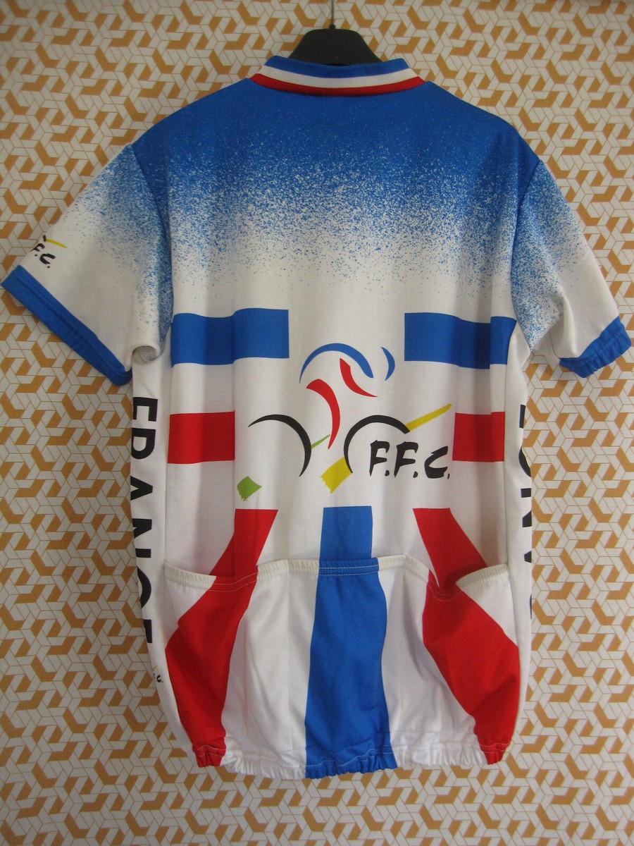 Maillot Vintage Cycliste Equipe de France FFC Bleu Mavic - Vêtements