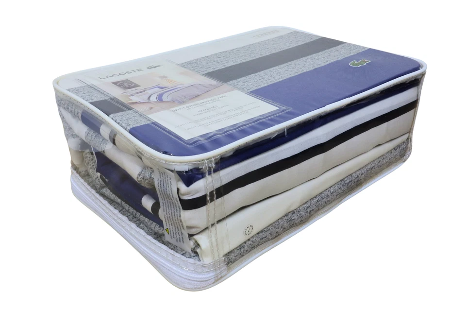 Juego de edredón Lacoste completo/queen 100 % algodón sarga cepillada azul Auckland Foto 2 de 4