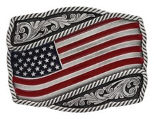 Men's Classic Painted Waving Flag Belt Buckle In Solid 925 Sterling Silver