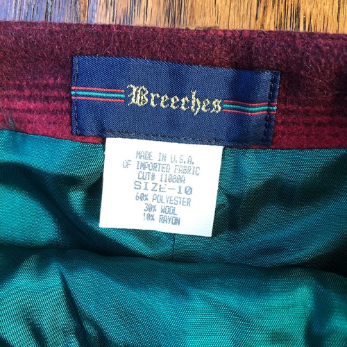 Vtg Breeches Size 10 Skirt Long Lined Wool Blend Green Blue Burgundy Stripe NWT - Picture 8 of 15