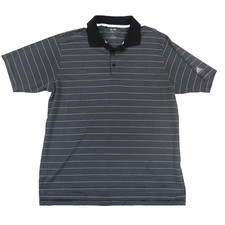 Adidas Climalite Polo Shirt Mens L Black White Stripe Short Sleeve Casual Golf