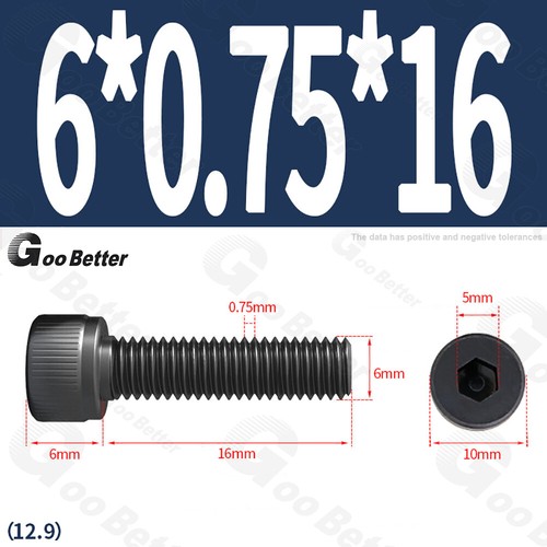 Feingewinde Zylinderschrauben 12.9 Stahl M6 M8 M10 M12 Schwarz Innensechskant - Bild 14 von 85