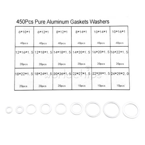 450PCS Set Oil Drain Plug Aluminum Washer Gasket Washer Sealing Ring Assortment - 第 3/9 張圖片