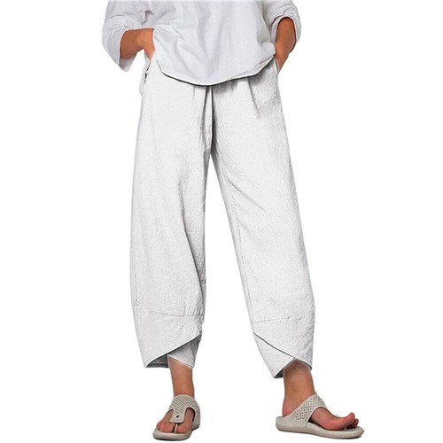 Fashion Trousers Linen Baggy Comfort Plus Size Women casual Cotton Loose Pants - Picture 6 of 16