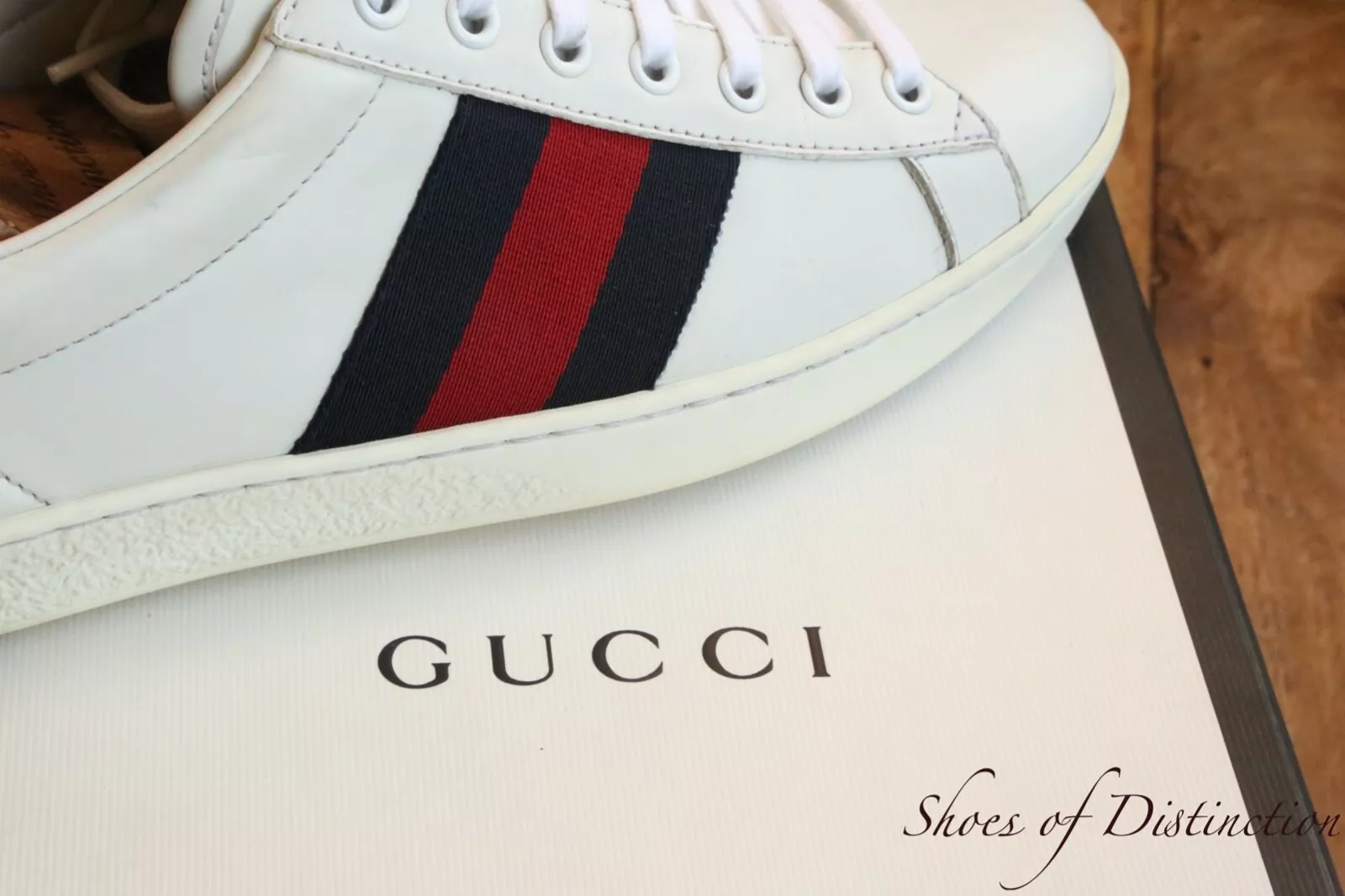 Gucci Ace blanc bleu serpent chaussures baskets en cuir homme UK 7 US 8 EU 41