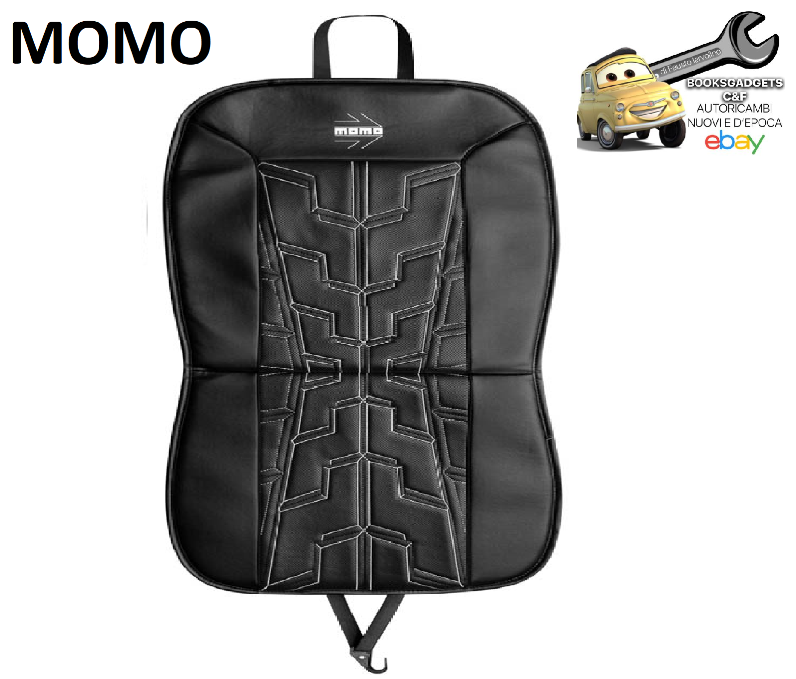 MOMO Cuscino Sedile Auto Imbottito Race in Ecopelle Nero/Grigio con Logo Bianco