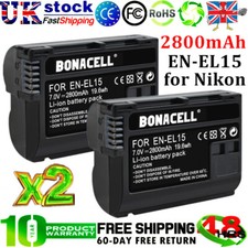 2PCS 2800mAh EN-EL15 Battery for Nikon D7000 D7100 D7200 D600 D610 D750 D800 UK