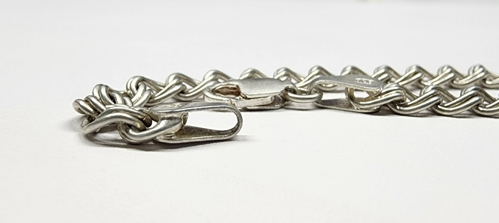 Sterling Silver Double Curb Link Charm Bracelet 7" 5.5mm Wide 6.07g