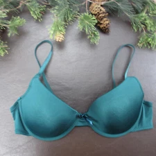 Always a Flirt Bra 36C Green Padded Underwire Adjustable Clasp Back
