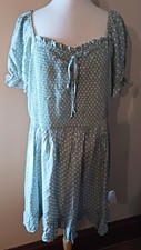 AUW Fit & Flare Mini Dress Mint Green Polka Dot Short Sleeve Womens Size 3X