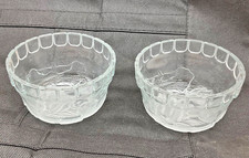 VINTAGE SET OF 2 RAISED RELIEF FROSTED GLASS KIG INDONESIAN BOWLS