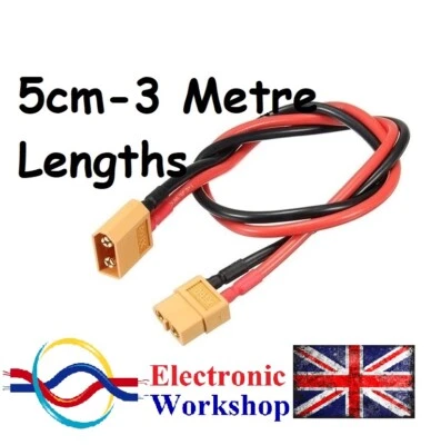 XT60 Extension Lead Wire Cable XT60 to XT60 Male-Female 10cm-3m 14AWG UK SELLER - Image 1 of 4