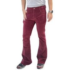 Men Corduroy Bell Bottom Flares Pants Retro 60s 70s Bootcut Trousers Slim Fit