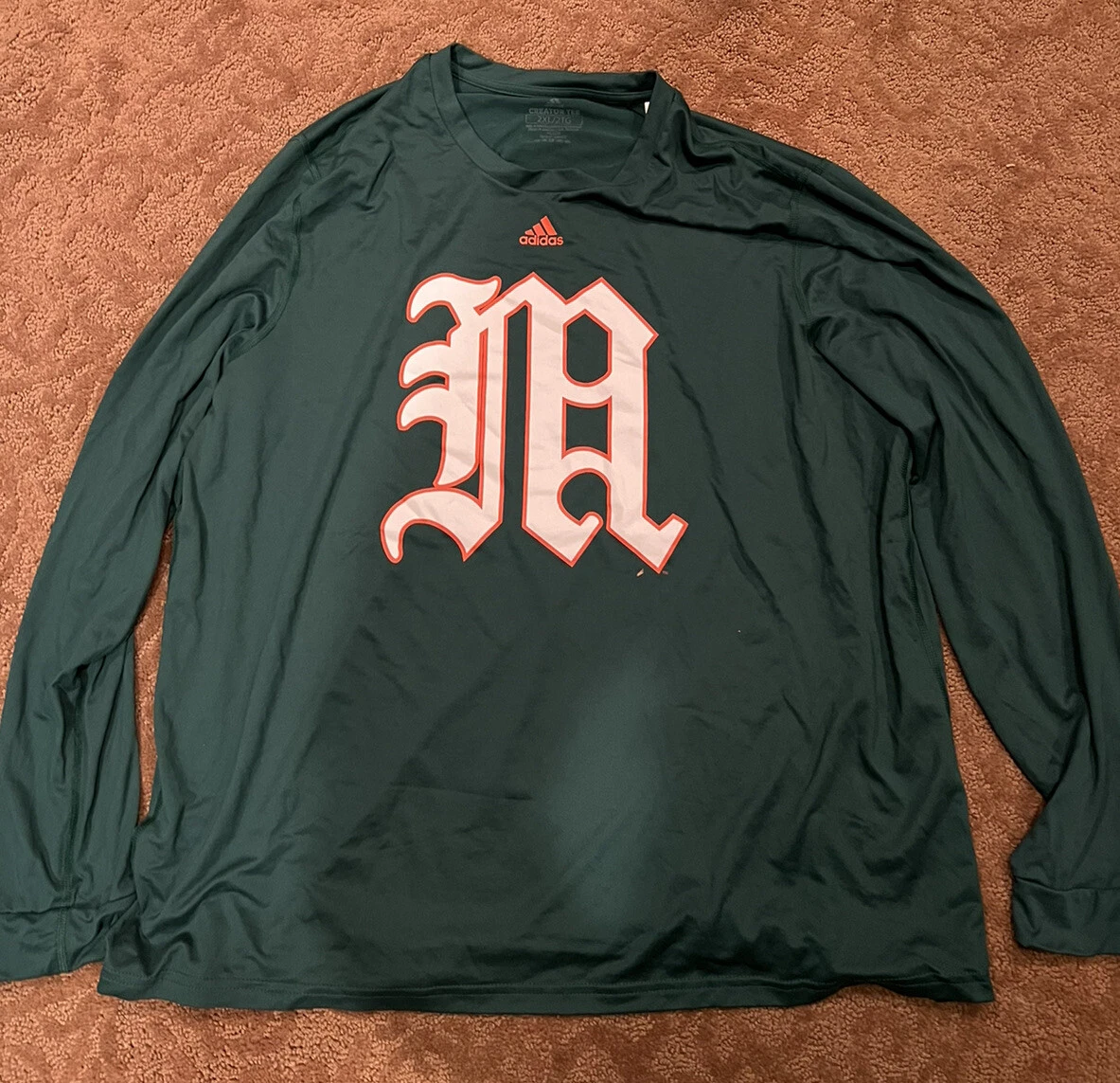 Miami Hurricanes Adidas Baseball Jersey Shirt Team Issued Game Used #21 Xl Large