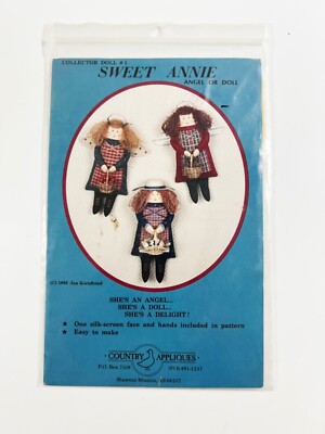 Sweet Annie Collector Angel Doll 12'' Pattern Country Applique VTG 1993 Kornfeind
