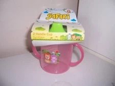 Safari two handle sippy cup  animals pink green new
