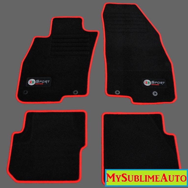 Tapis de sol Alfa Romeo MiTo en velours noir premium avec logo sport brodé main