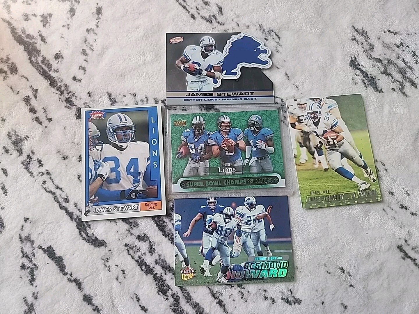 Detroit Lions 5 Card Lot James Stewart Desmond Howard Super Bowl Predictors