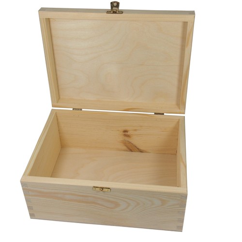 Large Wooden Chest with Clip – Ideal for Decoupage & Storage (29.5 x 21 cm) - Picture 3 of 3